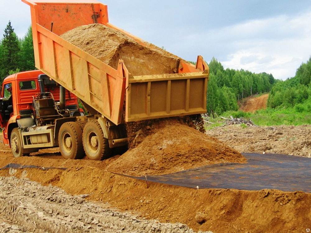 песок на геотекстиль